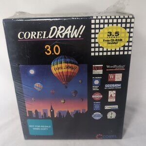 Corel Draw 3.0 NEW Graphics Studio Software Complete SW464-EN3D SEALED CD 3.5